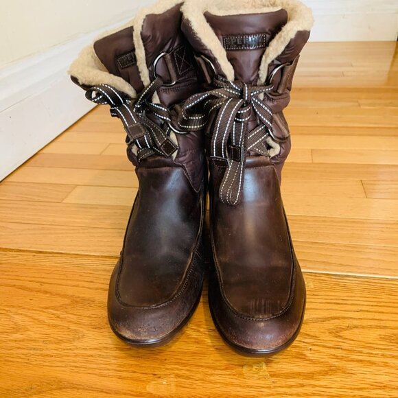 Sperry Snug Harbor Wedge Winter Boots Womens Size 10 M Brown Leather Faux Fur - Picture 8 of 16